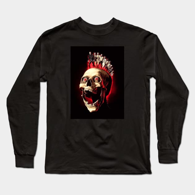 Mohawk Skull Long Sleeve T-Shirt by Santy Permata